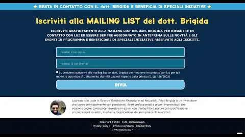 Iscriviti gratis alla mailing list del dott. Brigida e beneficia subito di speciali iniziative riservate