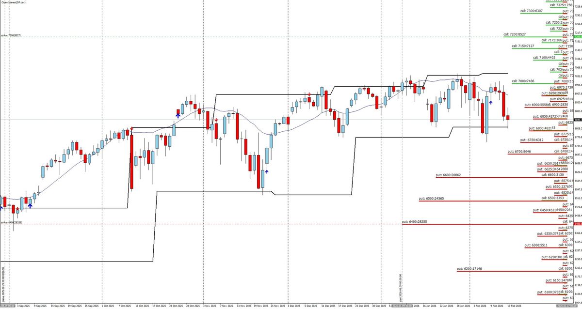 S&P500 &ndash; FLUSSI MONETARI E LIVELLI DI GAMMA SULLA SCADENZA DEL 20 FEBBRAIO 1