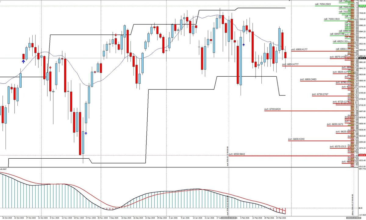 S&P500 FLUSSI MONETARI E LIVELLI DI GAMMA SULLA SCADENZA 6 MARZO 1