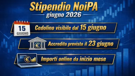Stipendio NoiPA giugno 2026: quando sarà visibile l'importo netto, il cedolino e la data di accredito