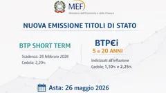 BTP Short Term e BTP€i: caratteristiche, rendimenti e scadenze dell’emissione del MEF del 26 maggio 2026
