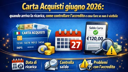 Carta Acquisti giugno 2026: quando arriva la ricarica, come controllare l’accredito e cosa fare se non è visibile