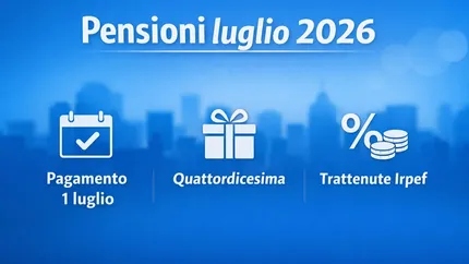 Pensioni luglio 2026, arriva la quattordicesima: ecco le date di pagamento e le trattenute nel cedolino