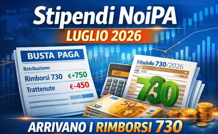 Stipendi NoiPA luglio 2026, arrivano i rimborsi del modello 730: ecco per chi