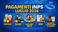 Pagamenti INPS luglio 2026, tutte le date: Pensioni, Naspi, Assegno Unico, ADI e SFL