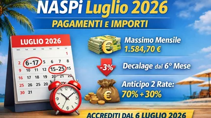 NASpI luglio 2026: quando arriva il pagamento, importi aggiornati e tutte le novità INPS