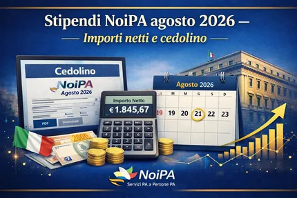 Stipendi NoiPA agosto 2026: quando saranno visibili gli importi netti e cosa conterrà il cedolino