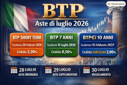 Btp, nuova emissione il 28 luglio: ecco le caratteristiche, il calendario delle aste previste dal MEF