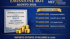 BOT agosto 2026, il MEF annuncia la nuova emissione: calendario, scadenze e dettagli dell’asta