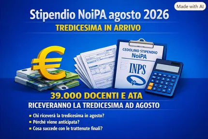 Stipendio NoiPA agosto 2026: tredicesima in arrivo per alcuni lavoratori. Ecco chi la riceverà e perché