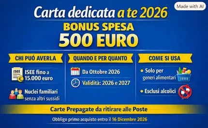 Carta dedicata a te 2026, via libera al bonus spesa da 500 euro: ecco chi ne ha diritto e come funziona