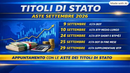 Titoli di Stato settembre 2026, il calendario delle aste tra BOT e BTP: ecco le date