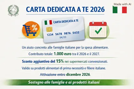 Carta Dedicata a Te 2026: come funziona lo sconto aggiuntivo del 15%, i supermercati che aderiscono ed entro quando attivarla